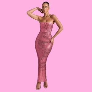 Embellished Bandeau Maxi Dress 🩷